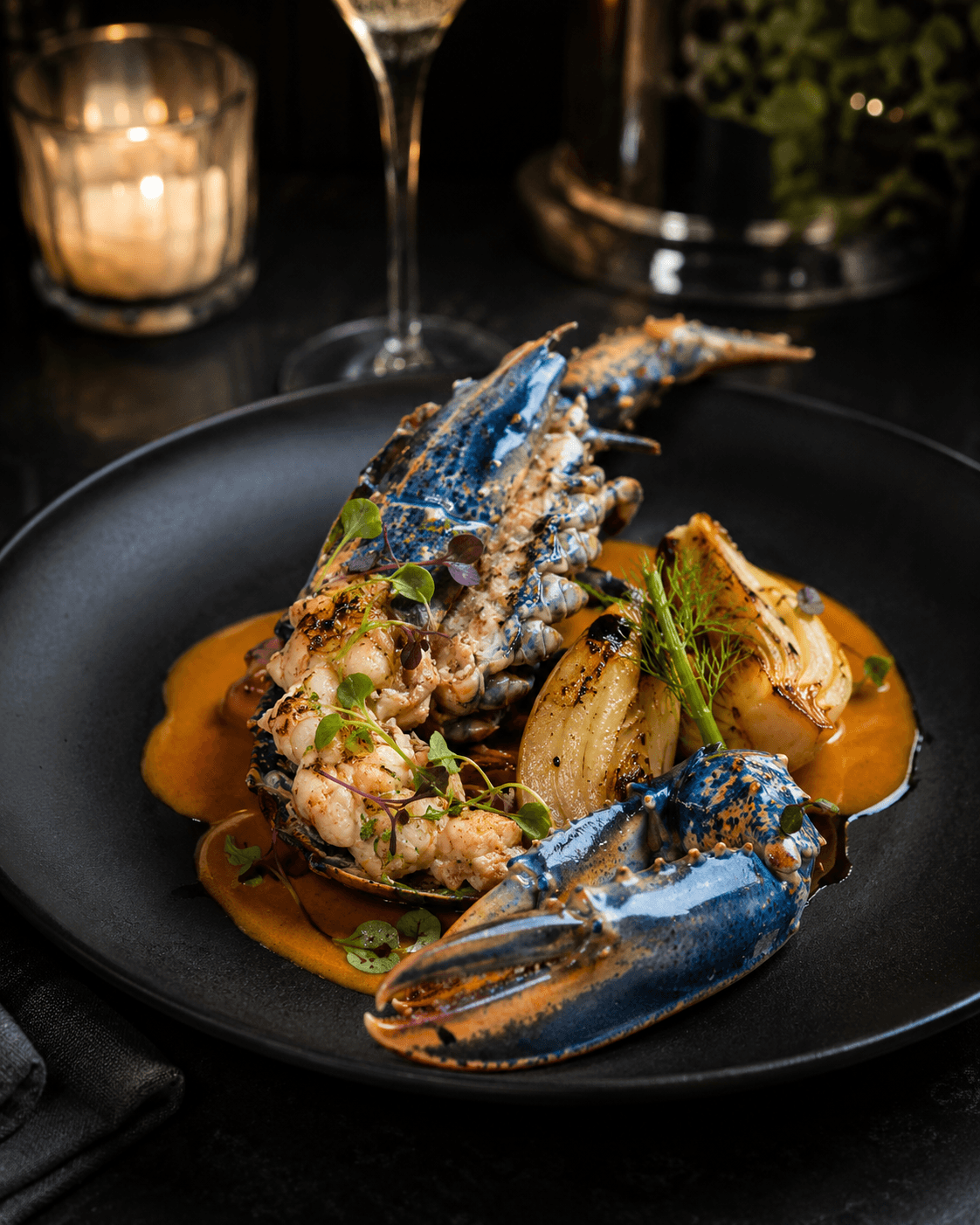 Homard dressé dans une assiette gastronomique